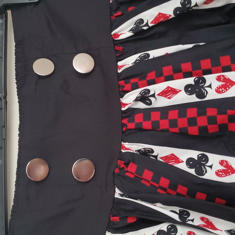 NW/OT Hot Topic's Mad Tea Party Stripe Suspender Skirt - Picture 4 of 16